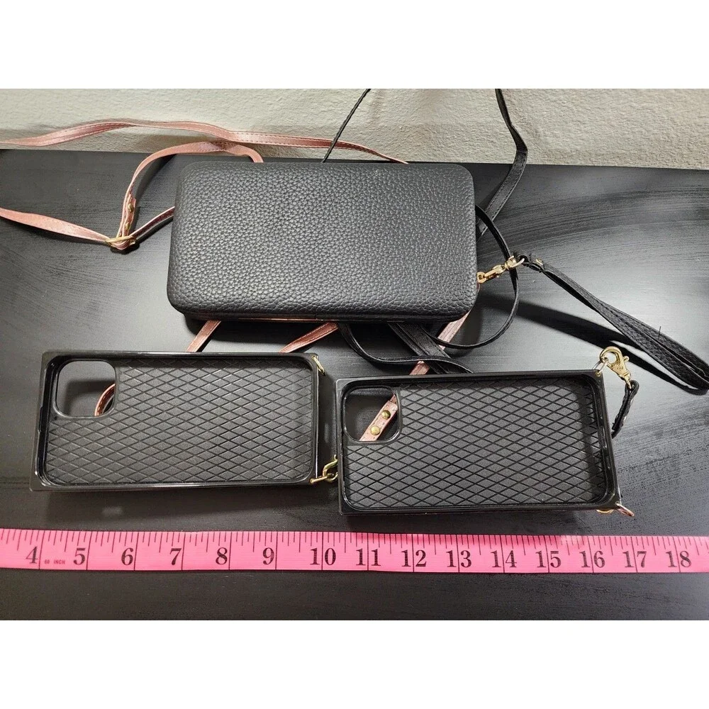 Cell Phone 3 Pc Lot Pink Black Protector Carrying Case Straps Wallet Durable
